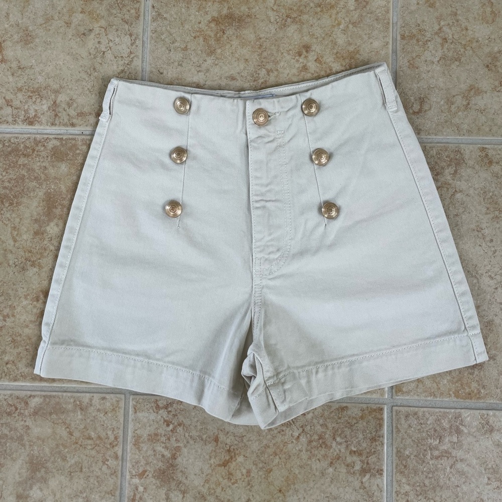 Zara Cream High Waist Shorts